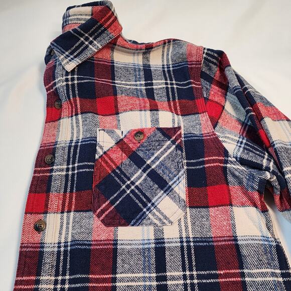 CE Schmidt Workwear Flannel Button Up Size Large Red & Blue 100% Cotton - Picture 7 of 8